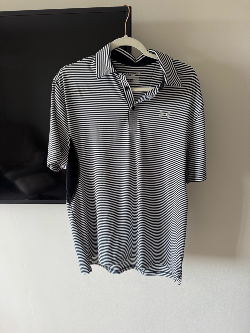 Under Armour Men’s Black & White Striped Polo